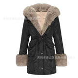 eBay  autumn and winter explosion slim-fit warm women's coat medium and long hooded imitation fur cotton coat wholesale