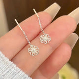 Spring and summer new hollow flower earrings 925 silver needle temperament small silver petal short earrings
