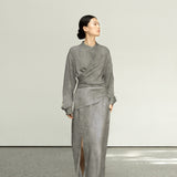 Early autumn lazy wind set, new Chinese multi-wear shirt A1231 fishtail skirt A1232 two-piece set