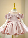 Kamames  Dresses of Bride Fellow Kids  New Girl Princess Dress Pink off-Shoulder Pettiskirt Host Costume for Piano Performance