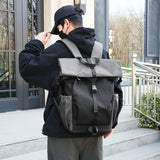 2025 Customized men's backpack fashion trend roll top expansion design high sense large capacity men's backpack