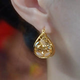 Luxury Coffee Opal Double Sided Water Drop Ear Buckle Angora Red Hollow Basket Earrings Earrings