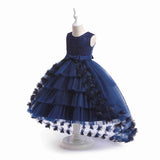 Kamames  In Stock Children's Evening Dress Girls' Western Style Puffy Gauze Princess Dress Flower Girl's Wedding Girl's Trailing Dress European and American Style