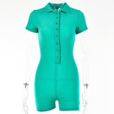 2025 eBay hot-selling  summer new onesie sexy small lapel cardigan single-breasted shorts onesie