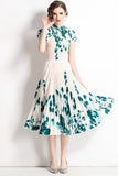 Pleated  summer dress Popular style printed top set fashionable and thin skirt two-piece set chiffon wear