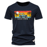 KAMAMES 2025 Clearance Treatment Summer Casual Printing Men's Short Sleeve T-Shirt Cotton Crew Neck Fashion Sports Breathable Pure Cotton Bottom Shirt