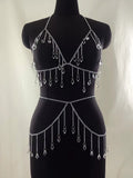 2025 FB3476  body chain transparent crystal gemstone pendant fringed chain chest chain waist chain combination body chain