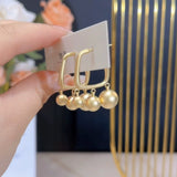 Vintage  Champagne Gold Pearl Tassel Earrings 925 Silver Needle Simple Fashion Light Gold Smart Earrings