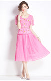 Coffee Break  Dress Hepburn Style Black Temperament Skinny Chiffon Pleated Water Soluble Lace Long Skirt