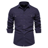 KAMAMES 2025  autumn new Popularan size shirt men's pure cotton casual fashion business solid color New men's long-sleeved shirt
