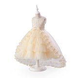 Kamames  In Stock Children's Evening Dress Girls' Western Style Puffy Gauze Princess Dress Flower Girl's Wedding Girl's Trailing Dress European and American Style