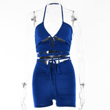 2025 New hot-selling  summer sexy Internet celebrity hottie backless strap T-shirt tight high waist shorts set
