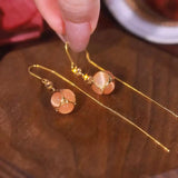temperament coffee color round ball Sansheng III earline sweet fashion opal exquisite earrings long earrings