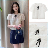 summer new  lace design short shirt light luxury temperament high-end short top M5048