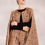 Autumn and winter  new high-end heavy industry sequined neckline bead design flower jacket cape women MX129