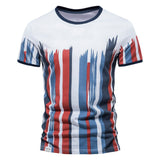 KAMAMES 2025 Clearance processing New men's t-shirt short-sleeved heavy popular new 2025 pure cotton vertical stripe casual half-sleeve men