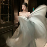 Pure desire style sexy light luxury fairy dress women's summer  design sense diamond chain double shoulder strap dress N4090