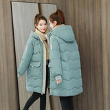 Down cotton-padded women's winter clothing New new Korean version loose cotton-padded women's medium and long thickened bread cotton-padded jacket