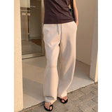 2025 THE MIND drawstring elastic waist scimitar pants 2025 spring and summer new Korean version high waist display casual sweatpants T299