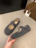 2025  Thick-soled velvet Velcro fluffy shoes women's shoes popular autumn and winter with skirts Mary Jane single shoes warm cotton shoes