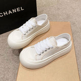 kamames Niche Design All-Match Super Hot White Shoes for Women  Spring and Autumn New Hong Kong Style Thick Bottom Height Increasing Canvas Shoes Two-Way Wear