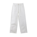 2025 THE MIND Korean Simple White Jeans 2025 Summer High Waist Skinny Straight Versatile Casual Pants NL027