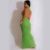 20252023 Cross-border supply New  women's clothing Sexy solid color backless knitted neck beach skirt