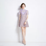 Light luxury temperament dress, summer  retro lace splicing fishtail skirt, thin and advanced, small skirt women