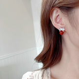 2025 Niche design high-end sense versatile fashion earrings women's s925 silver needle zircon natural agate bow stud earrings