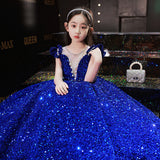 Kamames  Children's Host's Dress Princess Dress Pettiskirt Heavy Industry Girl's Western Style Catwalk Piano Performance Costume Sequins