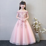 Kamames  Girls' Princess Dress Flower Girl Wedding Dress Children's Piano Performance Costume Catwalk Birthday Party Formal Dress Host Factory Wholesale