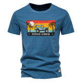 KAMAMES 2025 Clearance Treatment Summer Casual Printing Men's Short Sleeve T-Shirt Cotton Crew Neck Fashion Sports Breathable Pure Cotton Bottom Shirt