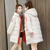 Down cotton-padded women's winter clothing New new Korean version loose cotton-padded women's medium and long thickened bread cotton-padded jacket