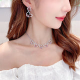 2025 S925 silver needle zircon inlaid earrings niche design heart-to-heart double love advanced sense sweet and fresh earrings