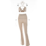 2025 Popular,  ins summer new casual suit sexy tube top drawstring neck top high waist pit strip trousers women