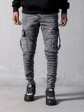 2025 2025 Express new denim men's pants New Popular trade tooling trend black slim denim pants men