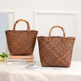 KAMAMES American Woven Tote Large Capacity Ins Internet Celebrity Women's Handbag Retro Large Capacity Handmade Straw Bag Bag