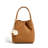 KAMAMES 2025 popular summer new fashion leather bucket bag niche first layer cowhide retro single shoulder diagonal span portable vegetable basket bag