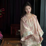 New national style new Chinese jacquard silk shirt loose high sense celebrity temperament thin top M5139