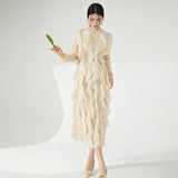 2025 Nanyou high-end women's clothing dress design sense niche irregular long dress pleated elegant dress Popularan station