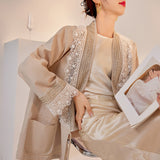 autumn new temperament socialite premium handmade diamond-encrusted lace splicing loose fashion coat women M6093