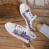 kamames HOTan and NEWn Foreign Trade Large Size Flat Bottom Graffiti Canvas Shoes Women's  New Ethnic Style Lazy Canvas Shoes Lightweight Sneakers