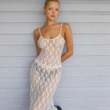 women's clothing popular lace skirt set, two-piece set, high-end temperament model, perspective lace, pure desire, fun and sexy.