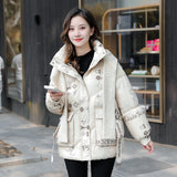 Down cotton-padded clothes for women in 2024, new loose large-size cotton-padded jackets, warm scarves, hats for female students, short cotton-padded clothes in autumn and winter