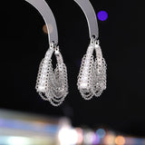 2025 Niche design sense fashion bag chain fringed ear buckle earrings high sense catwalk fashion atmosphere light luxury earrings