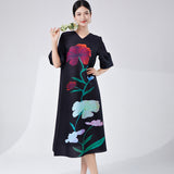 2025 skirt dress female fat sister loose large size printing fashion Popular style high sense a word skirt Popular trade
