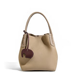 KAMAMES 2025 popular summer new fashion leather bucket bag niche first layer cowhide retro single shoulder diagonal span portable vegetable basket bag
