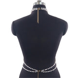 2025 YL2889  vest fashionable and exquisite multi-layer wavy fringed chain pendant neck pearl chain top body chain