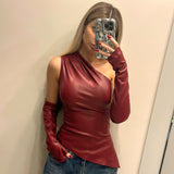 New PU leather vest women's clothing popular new street hipster sleeveless diagonal collar plus sleeve top women's wholesale