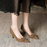 2025 7955-5 Simple and fashionable H-buckle single shoes for women 2025 new pointed thin heels high heels  banquet single shoes for women